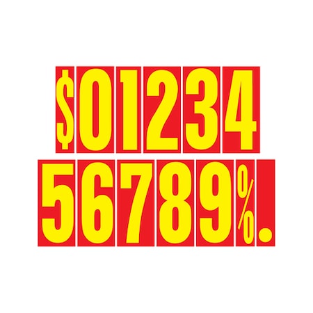 Ez Line 9 1/2" Yellow & Red Adhesive Windshield Numbers: 4 Pk 212-EZ-4